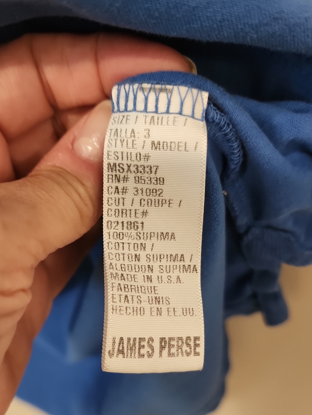 Standard James Perse Sueded Jersey Polo in Baltic Blue Supima Cotton size Large - Picture 5 of 7